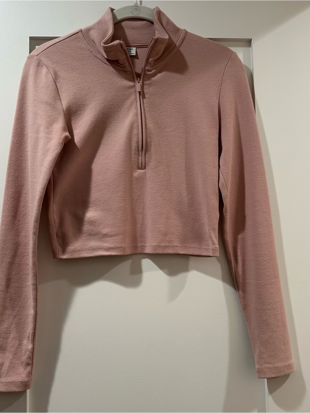 Sunday Best Dusty Rose Quarter-Zip Cropped Pullover